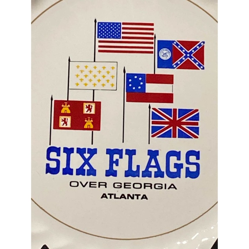 Vintage : SIX FLAGS‎ over GEORGIA "Bone China Glaze 10” PLATE from SALEM SWIRL